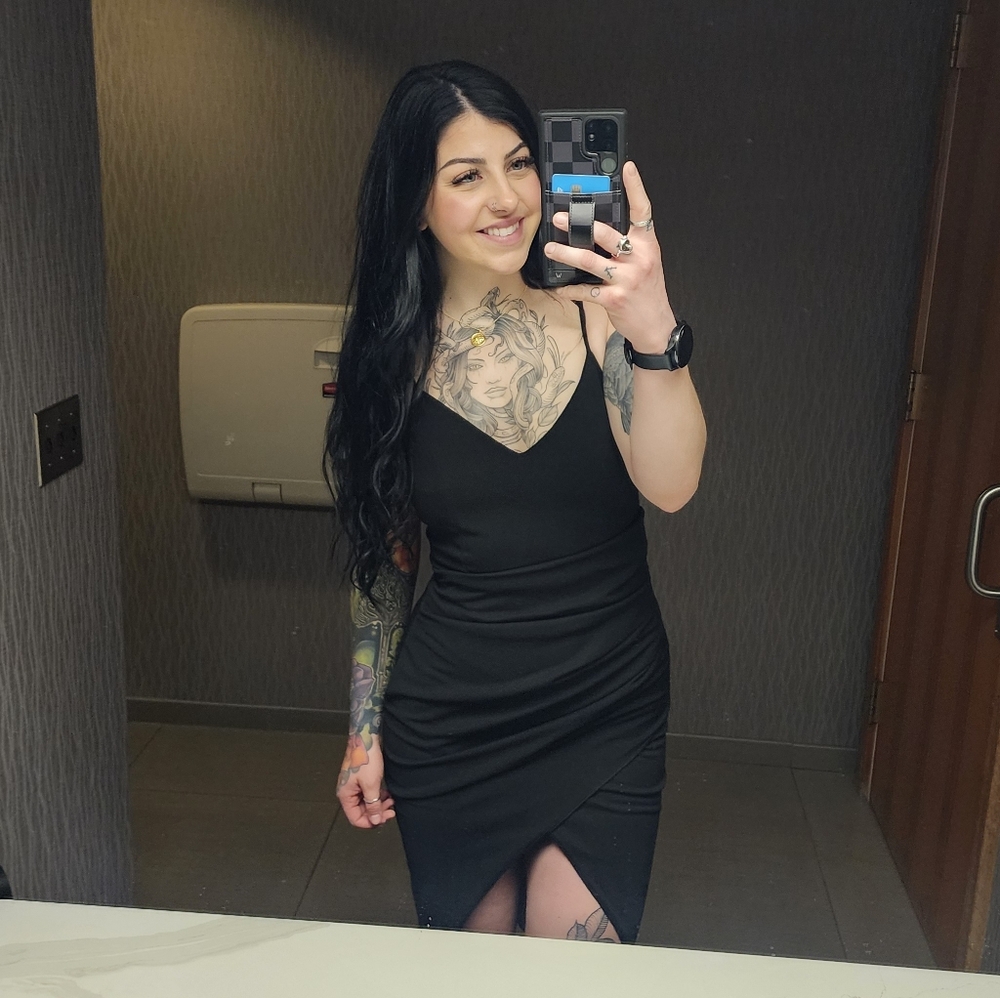 Lulu's Elegant Black Wrap Cocktail Dress